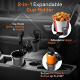 2’si 1 Arada Ayarlanabilir Araç Bardak Tutucu, Genişleyebilir Üst Kısım 3”-6.2”, Şişe Adaptörü, Araba Organizatörü, Dayanıklı Taban, Ramblers Hydroflask Uyumlu, Modern Araç Düzenleyic ( Lisinya )