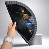 Bambu Çift Taraflı Siyah Yelpaze 12'li Paket