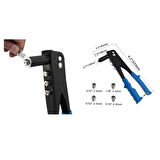 Kalınlık Tek Yönlü El Perçin Tabancası 40 Yedekli Ve 4 Çeşit Perçim ( Lisinya )