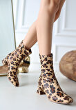 Birta Leopar Cilt Streç Topuklu Bot - Lisinya