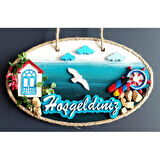 Sahil Kasabası Hoşgeldiniz Yazılı El Yapımı Kapı Süsü