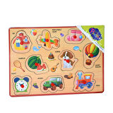 Ahşap Tutmalı Puzzle Bebekler için
