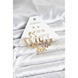 Gold Renk Yıldızlı Set 6 Çift Kadın Küpe Seti - Lisinya