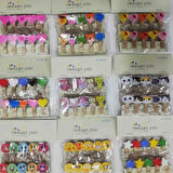 Şekilli Renkli Ahşap Mandal Seti (10'lu Paket)