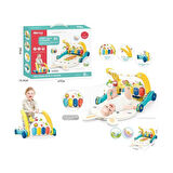 BIB6015 -Vardem Piyanolu 2 in 1 Bebek Yürüteci ve Tavşan Desenli Mavi Oyun Halısı