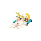 BIB6015 -Vardem Piyanolu 2 in 1 Bebek Yürüteci ve Tavşan Desenli Mavi Oyun Halısı