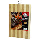 BEYAZ ÇİZGİLİ BAMBU KESİM PANO METAL KULPLU 18X28CM (44Pyr34)