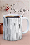 Baskılı Kupa Bardak Seramik Mug - Siyah Çizgi