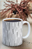Baskılı Kupa Bardak Seramik Mug - Siyah Çizgi