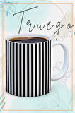 Baskılı Kupa Bardak Seramik Mug - Siyah Çizgiler