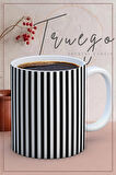 Baskılı Kupa Bardak Seramik Mug - Siyah Çizgiler