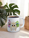 Baskılı Kupa Bardak Seramik Mug - Sevimli Kuşlar