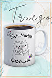 Baskılı Kupa Bardak Seramik Mug -Evli, Mutlu Çocuklu..