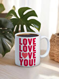 Baskılı Kupa Bardak Seramik Mug - Pembe Love