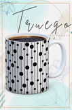 Baskılı Kupa Bardak Seramik Mug - Siyah Noktalar