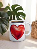 Baskılı Kupa Bardak Seramik Mug - 3D Kırmızı Kalp