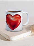 Baskılı Kupa Bardak Seramik Mug - 3D Kırmızı Kalp
