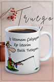 Baskılı Kupa Bardak Seramik Mug - Balık Tutayım...
