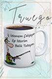 Baskılı Kupa Bardak Seramik Mug - Balık Tutayım...