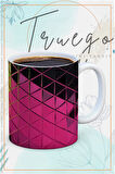 Baskılı Kupa Bardak Seramik Mug - Kırmızı Yeşil Desen