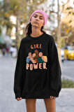 Girl Power Yazılı Unisex Oversize Sweatshirt