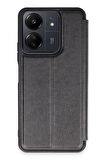 Mkorayavm Xiaomi Poco C65 Stand Olabilen İç Kısmı Kadife Deri Yüzeyli Kapaklı Kılıf