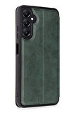 Mkorayavm Samsung Galaxy A55 5G Stand Olabilen İç Kısmı Kadife Deri Yüzeyli Kapaklı Kılıf