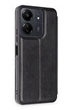 Mkorayavm Xiaomi Redmi 13C Stand Olabilen İç Kısmı Kadife Deri Yüzeyli Kapaklı Kılıf