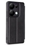 Mkorayavm Xiaomi Redmi Note 13 Pro 5G Stand Olabilen İç Kısmı Kadife Deri Yüzeyli Kapaklı Kılıf