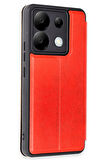 Mkorayavm Xiaomi Poco X6 Stand Olabilen İç Kısmı Kadife Deri Yüzeyli Kapaklı Kılıf
