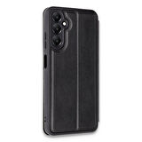 Mkorayavm Samsung Galaxy A25 5G Stand Olabilen İç Kısmı Kadife Deri Yüzeyli Kapaklı Kılıf