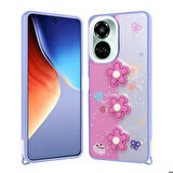 Mkorayavm Tecno Camon 19 Pro Parlayan Sıvılı Simli Kabartma Figürlü Kılıf