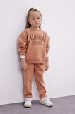 DeFacto Kız Bebek 2'li Takım Baskılı Bisiklet Yaka Sweatshirt Üst Beli Lastikli Eşofman Altı D0815A524AUBN564