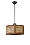KUMSAL BÜYÜK TEKLİ CEVİZ RATTAN AVİZE