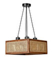 KUMSAL 4 LÜ KARE CEVİZ RATTAN AVİZE