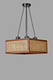 KUMSAL 4 LÜ KARE CEVİZ RATTAN AVİZE