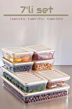 NY HOME 7'li Set Freshbox Mikrodalga Ve Difrize Uygun Saklama Kabı KREM