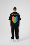 Erkek Oversize MCHNST Love Baskılı Oversize Tişört Siyah