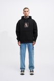 Erkek Muhammed Ali Baskılı Kapüşonlu Sweatshirt Siyah