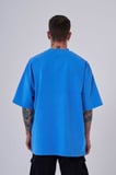 Erkek Yıkamalı Hidden Patch Oversize Tişört Açık Mavi Efektli