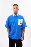 Erkek Constrast Pocket Oversize Polo Yaka Tişört Açık Mavi