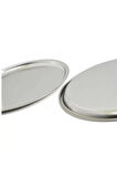 NY HOME 4'LÜ ÇELİK 23 CM YUVARLAK ÇAY,KAHVE,PASTA DEKORATİF SERVİS TEPSİSİ 