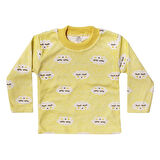 Bulut Desenli Alt Üst Sarı 2'li Pijama Takım