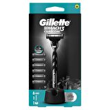 Gillette Mach3 Charcoal Tıraş Makinesi ve Yedek Bıçağı 6'lı + Tıraş Bıçağı Standı