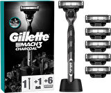 Gillette Mach 3 Charcoal Tıraş Makinesi + 6 Up Yedek Tıraş Bıçağı + Premium Stand