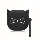 CaseOnn Samsung Galaxy Buds FE Kılıf Karakter Figürlü Kedi Siyah