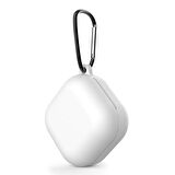 CaseOnn Samsung Galaxy Buds 2 - Buds 2 Pro Kılıf Askı Aparatlı Mat Silikon Beyaz