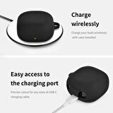 CaseOnn Samsung Galaxy Buds 2 - Buds 2 Pro Kılıf Askı Aparatlı Mat Silikon Beyaz