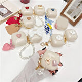 CaseOnn Samsung Galaxy Buds 2 - Buds 2 Pro Kılıf Figürlü 3D Lovely Kalp Kahverengi