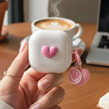 CaseOnn Samsung Galaxy Buds FE - Buds Core Kılıf Figürlü 3D Smiley Kalp Pembe